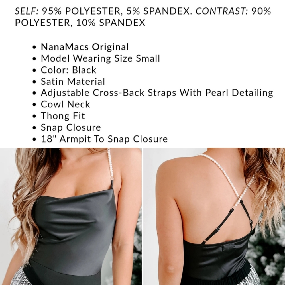NanaMacs - Black, Pearl Bodysuit